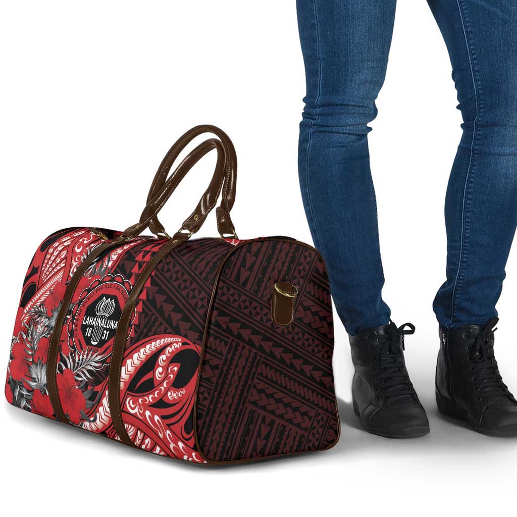 Hawaii Lahainaluna High School Travel Bag Tribal Tattoo With Hibiscus Flowers