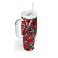 Personalized Hawaii Lahainaluna High School Tumbler With Handle Tribal Tattoo With Hibiscus Flowers LT05 - Polynesian Pride