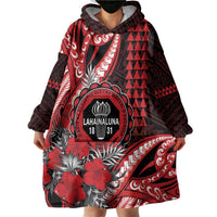 Personalized Hawaii Lahainaluna High School Wearable Blanket Hoodie Tribal Tattoo With Hibiscus Flowers