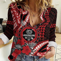 Personalized Hawaii Lahainaluna High School Women Casual Shirt Tribal Tattoo With Hibiscus Flowers