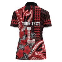 Personalized Hawaii Lahainaluna High School Women Polo Shirt Tribal Tattoo With Hibiscus Flowers