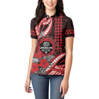 Personalized Hawaii Lahainaluna High School Women Polo Shirt Tribal Tattoo With Hibiscus Flowers