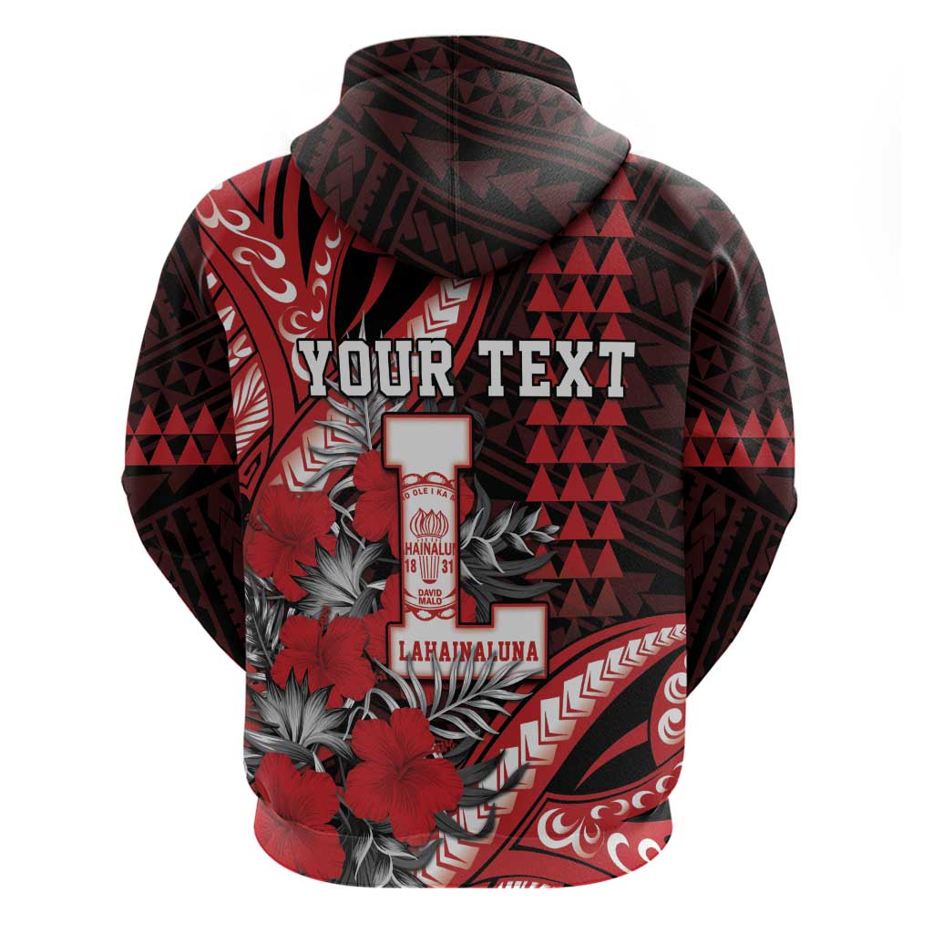 Personalized Hawaii Lahainaluna High School Zip Hoodie Tribal Tattoo With Hibiscus Flowers