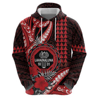 Personalized Hawaii Lahainaluna High School Zip Hoodie Tribal Tattoo With Hibiscus Flowers
