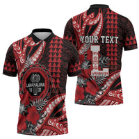 Personalized Hawaii Lahainaluna High School Zipper Polo Shirt Tribal Tattoo With Hibiscus Flowers