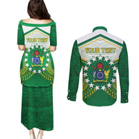 Personalised Cook Islands Ra o te Ui Ariki Couples Matching Puletasi and Long Sleeve Button Shirt Polynesian Pattern LT05 - Polynesian Pride