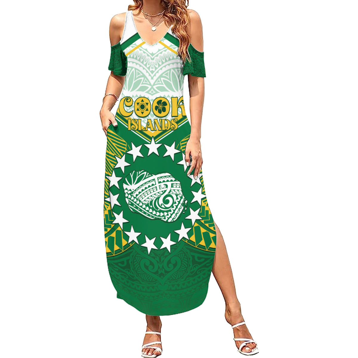 Personalised Cook Islands Ra o te Ui Ariki Family Matching Summer Maxi Dress and Hawaiian Shirt Polynesian Pattern