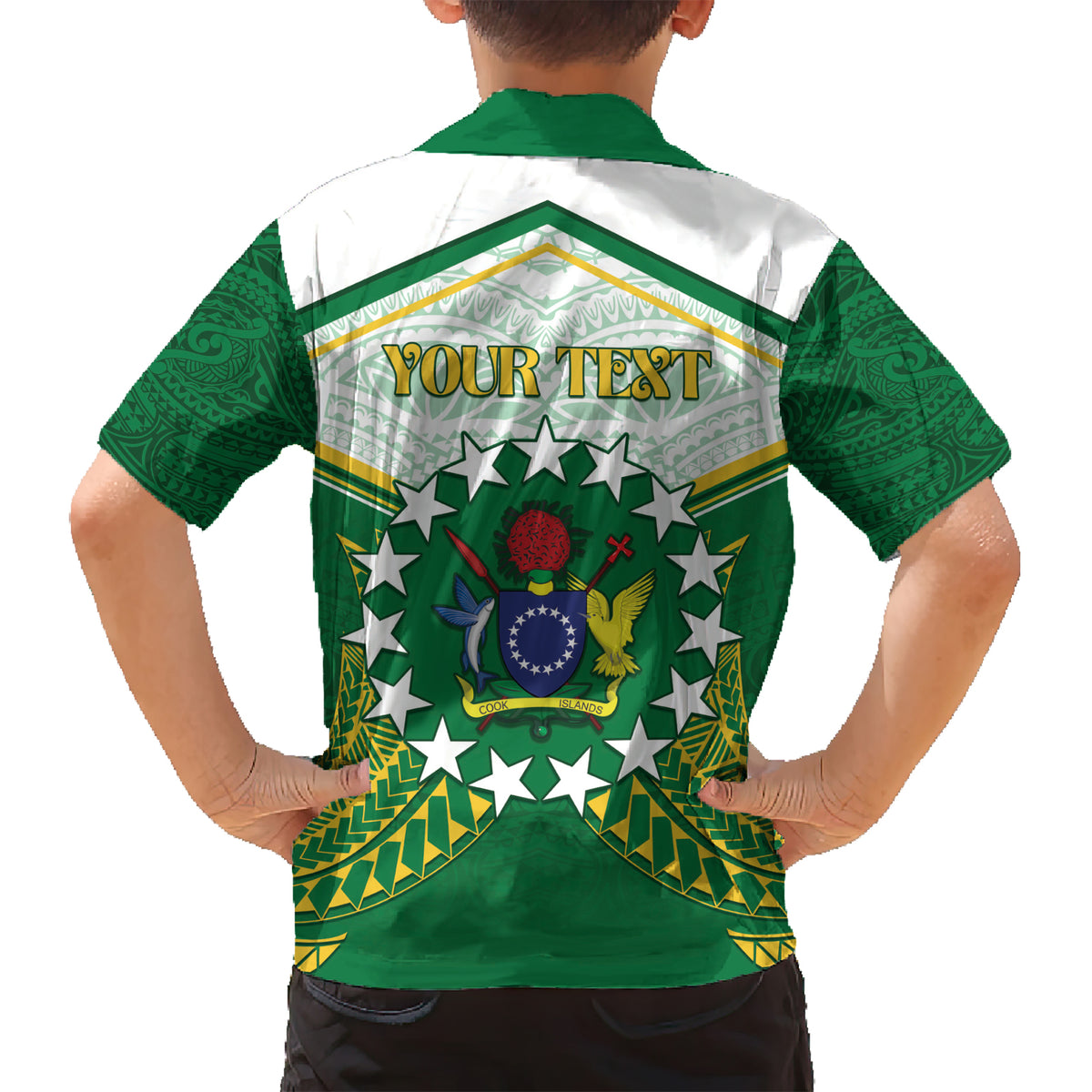 Personalised Cook Islands Ra o te Ui Ariki Kid Hawaiian Shirt Polynesian Pattern