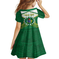 Personalised Cook Islands Ra o te Ui Ariki Kid Short Sleeve Dress Polynesian Pattern