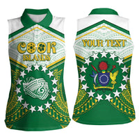 Personalised Cook Islands Ra o te Ui Ariki Women Sleeveless Polo Shirt Polynesian Pattern