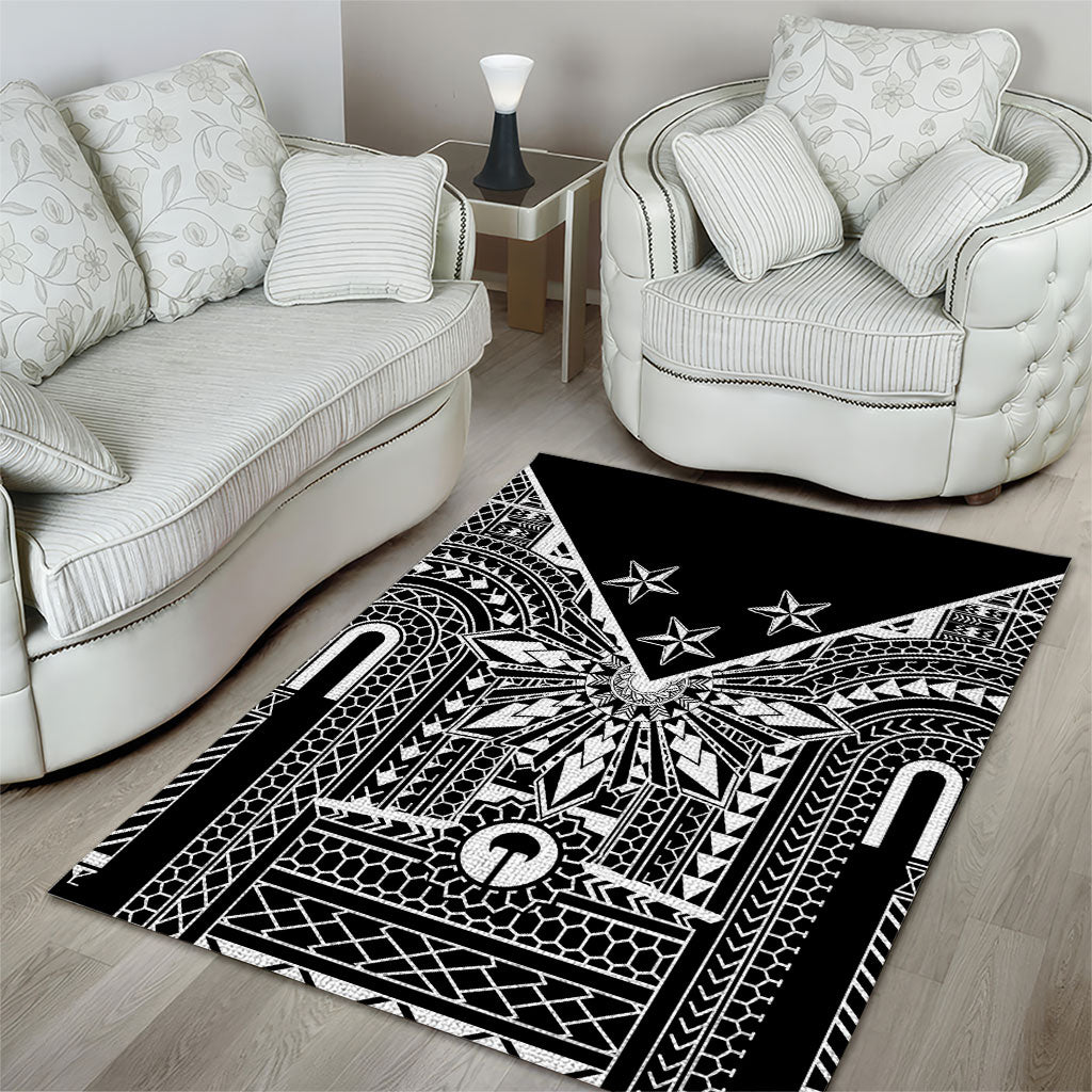 Black Philippines Sun Star Area Rug Igorot Tribal Inspiration