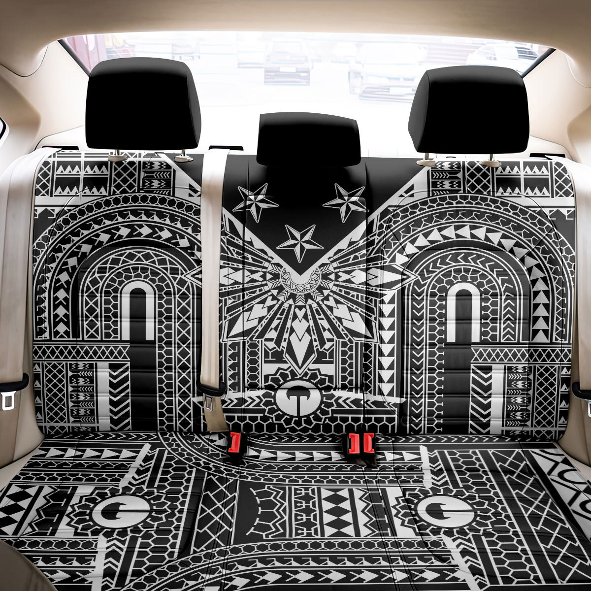 Black Philippines Sun Star Back Car Seat Cover Igorot Tribal Inspiration