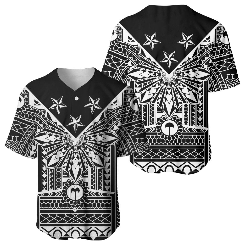 Black Philippines Sun Star Baseball Jersey Igorot Tribal Inspiration