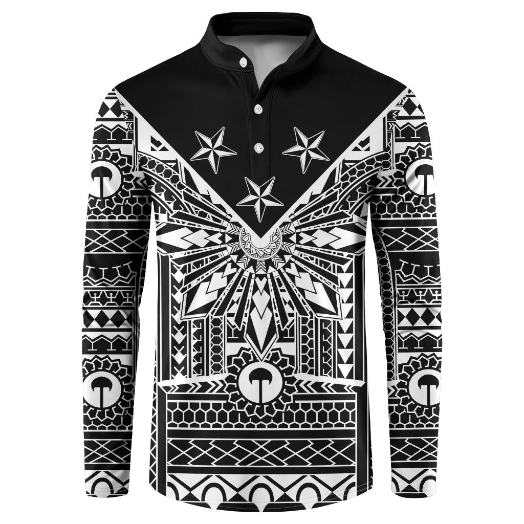 Black Philippines Sun Star Button Sweatshirt Igorot Tribal Inspiration