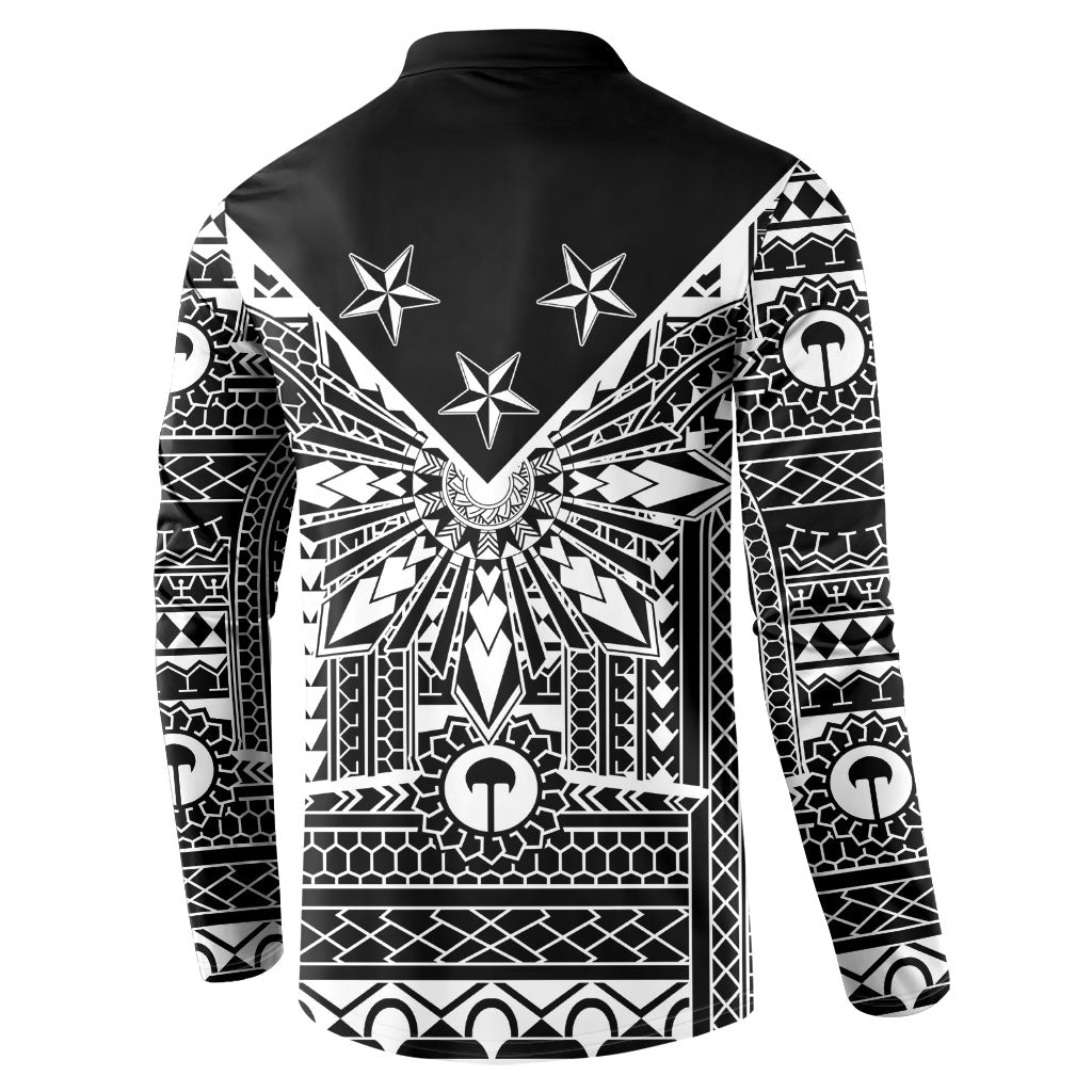 Black Philippines Sun Star Button Sweatshirt Igorot Tribal Inspiration