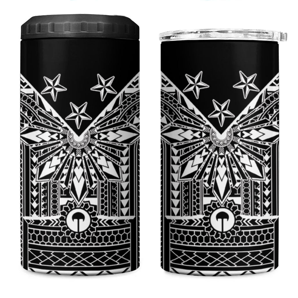 Black Philippines Sun Star 4 in 1 Can Cooler Tumbler Igorot Tribal Inspiration