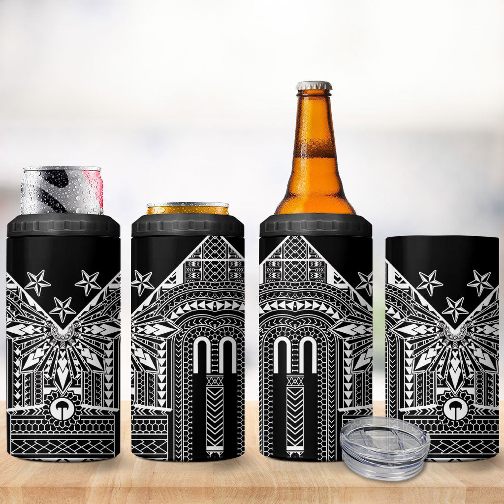 Black Philippines Sun Star 4 in 1 Can Cooler Tumbler Igorot Tribal Inspiration