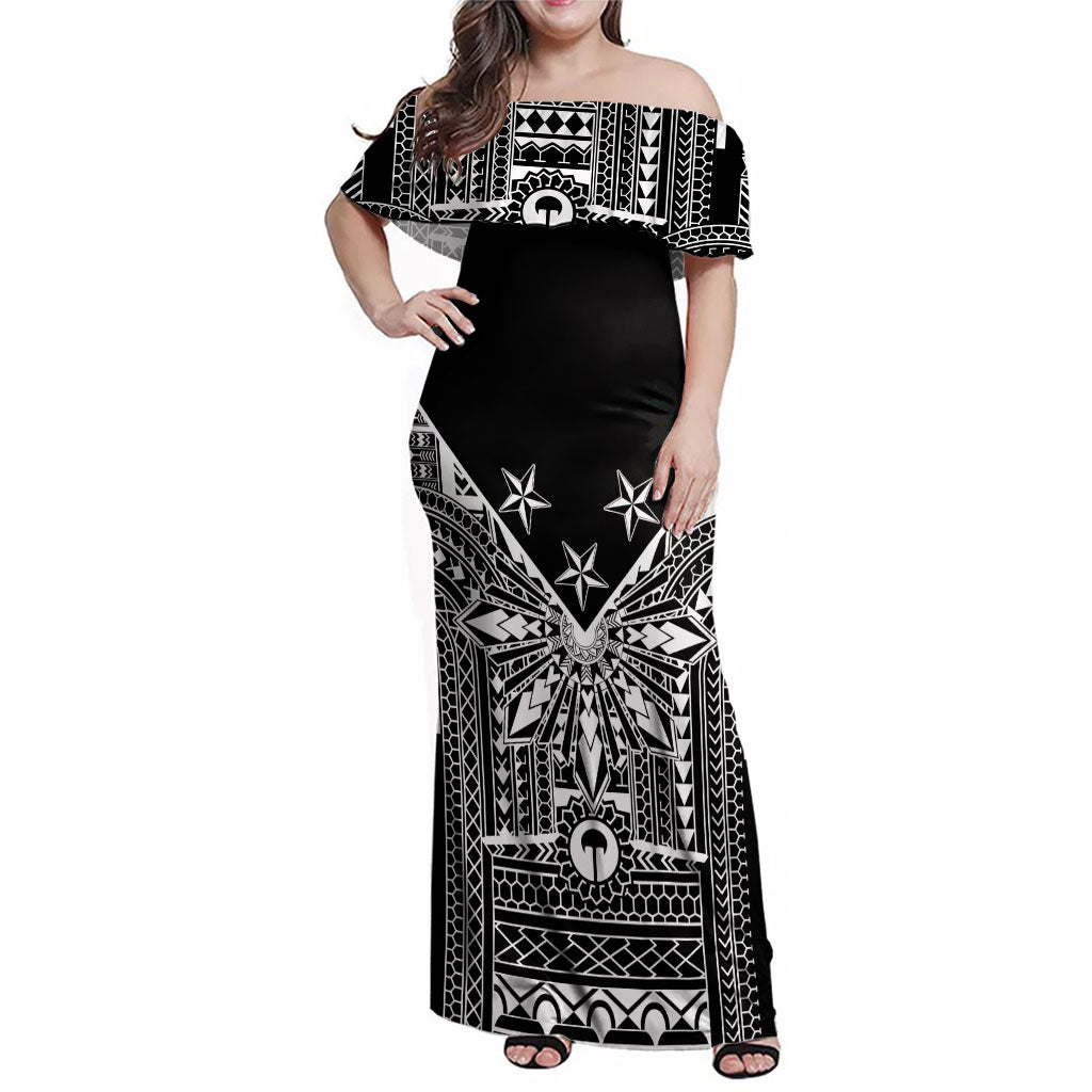 Black Philippines Sun Star Family Matching Off Shoulder Maxi Dress and Hawaiian Shirt Igorot Tribal Inspiration