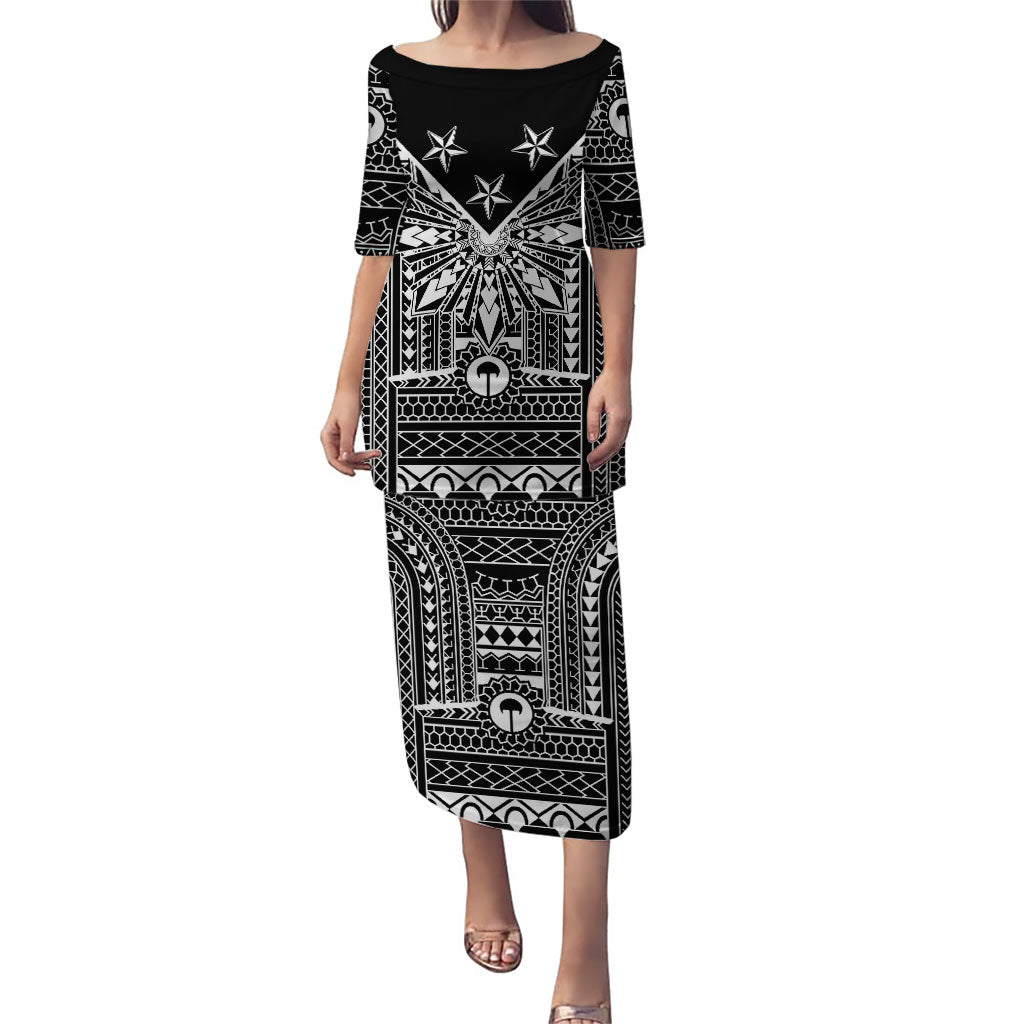 Black Philippines Sun Star Family Matching Puletasi and Hawaiian Shirt Igorot Tribal Inspiration
