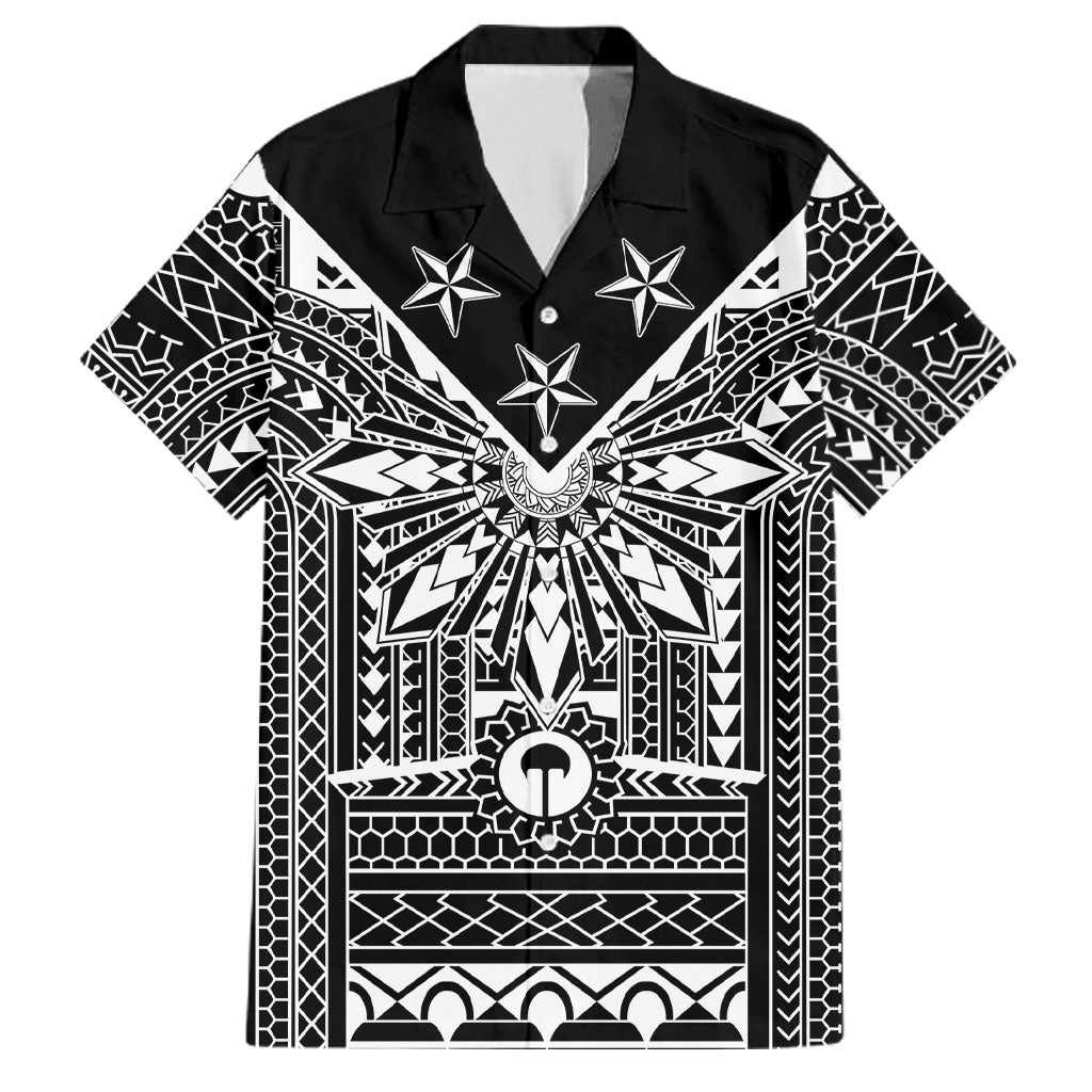 Black Philippines Sun Star Family Matching Short Sleeve Bodycon Dress and Hawaiian Shirt Igorot Tribal Inspiration