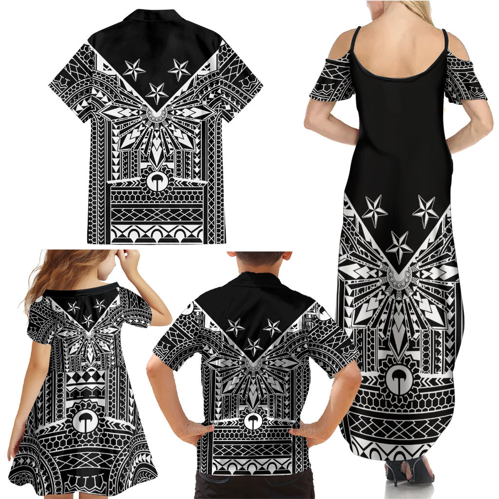 Black Philippines Sun Star Family Matching Summer Maxi Dress and Hawaiian Shirt Igorot Tribal Inspiration
