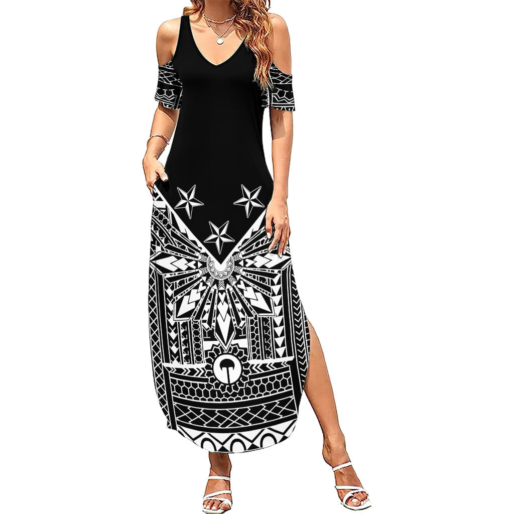 Black Philippines Sun Star Family Matching Summer Maxi Dress and Hawaiian Shirt Igorot Tribal Inspiration