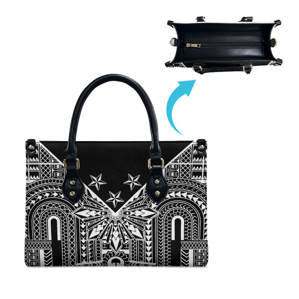 Black Philippines Sun Star Leather Bag Igorot Tribal Inspiration