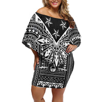 Black Philippines Sun Star Off Shoulder Short Dress Igorot Tribal Inspiration LT05 Women Black - Polynesian Pride