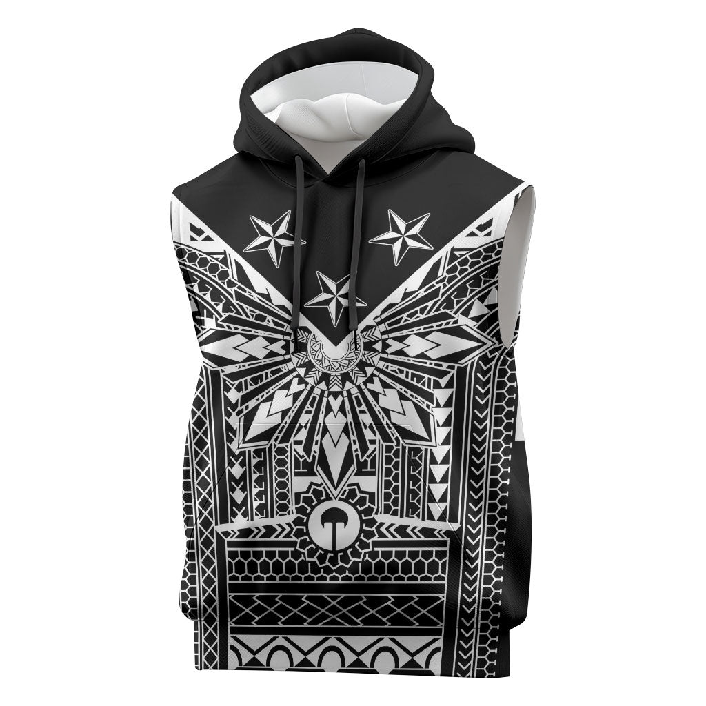 Black Philippines Sun Star Sleeveless Hoodie Igorot Tribal Inspiration LT05 Black - Polynesian Pride