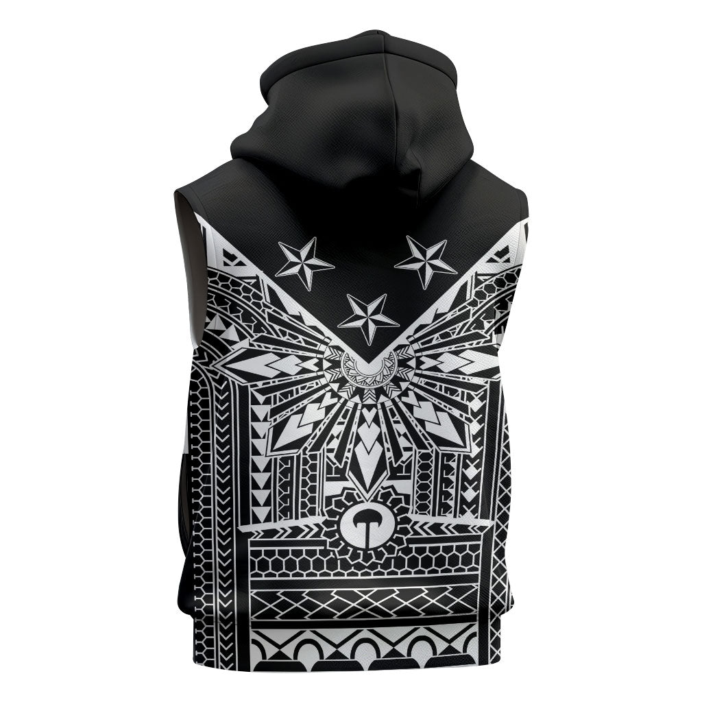 Black Philippines Sun Star Sleeveless Hoodie Igorot Tribal Inspiration LT05 - Polynesian Pride