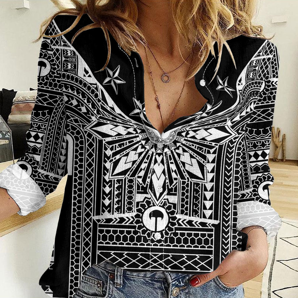 Black Philippines Sun Star Women Casual Shirt Igorot Tribal Inspiration