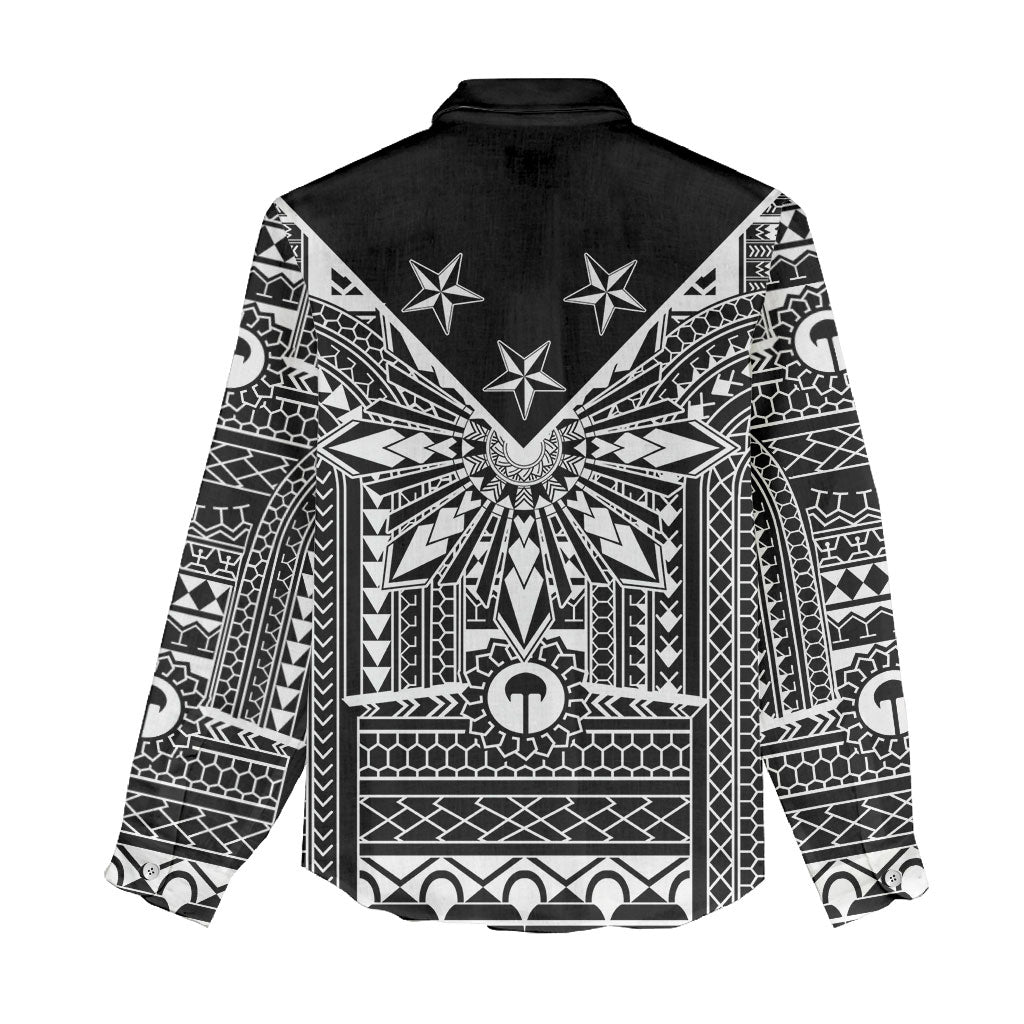 Black Philippines Sun Star Women Casual Shirt Igorot Tribal Inspiration