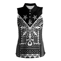 Black Philippines Sun Star Women Sleeveless Polo Shirt Igorot Tribal Inspiration LT05 Female Black - Polynesian Pride