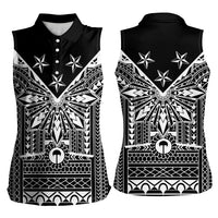 Black Philippines Sun Star Women Sleeveless Polo Shirt Igorot Tribal Inspiration LT05 - Polynesian Pride