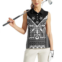 Black Philippines Sun Star Women Sleeveless Polo Shirt Igorot Tribal Inspiration LT05 - Polynesian Pride