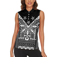 Black Philippines Sun Star Women Sleeveless Polo Shirt Igorot Tribal Inspiration LT05 - Polynesian Pride