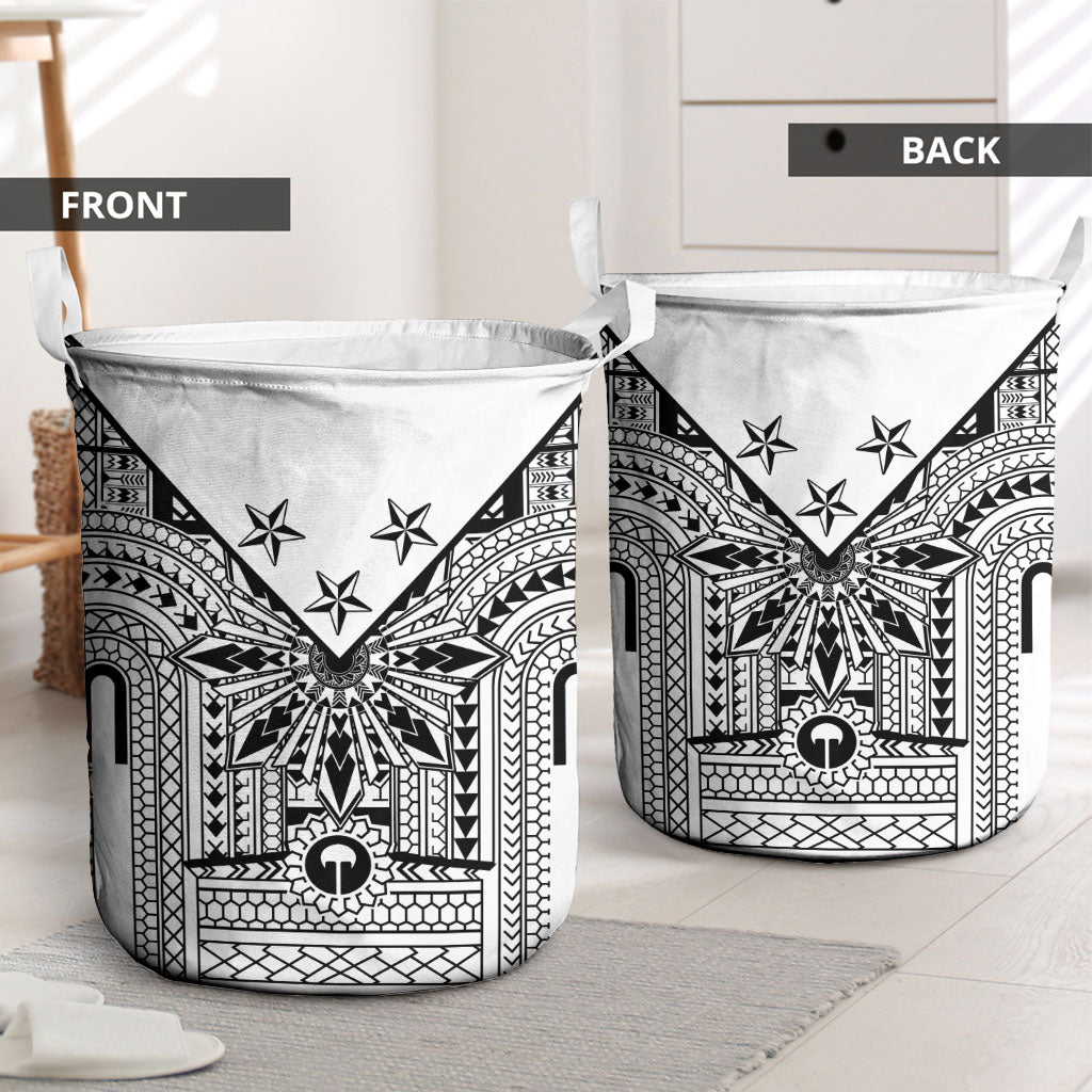 White Philippines Sun Star Laundry Basket Igorot Tribal Inspiration