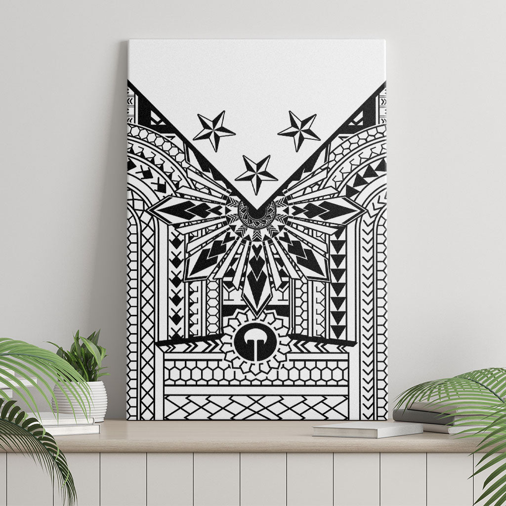 White Philippines Sun Star Canvas Wall Art Igorot Tribal Inspiration