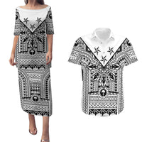 White Philippines Sun Star Couples Matching Puletasi and Hawaiian Shirt Igorot Tribal Inspiration LT05 White - Polynesian Pride