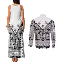 White Philippines Sun Star Couples Matching Tank Maxi Dress and Long Sleeve Button Shirt Igorot Tribal Inspiration
