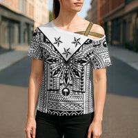 White Philippines Sun Star Cross Shoulder Shirt Igorot Tribal Inspiration
