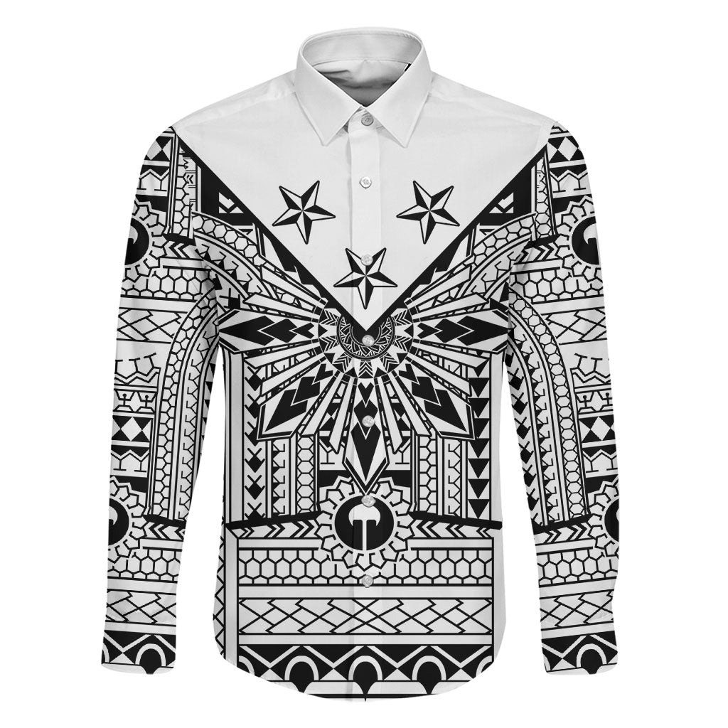 White Philippines Sun Star Family Matching Off Shoulder Maxi Dress and Hawaiian Shirt Igorot Tribal Inspiration