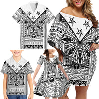 White Philippines Sun Star Family Matching Off Shoulder Short Dress and Hawaiian Shirt Igorot Tribal Inspiration