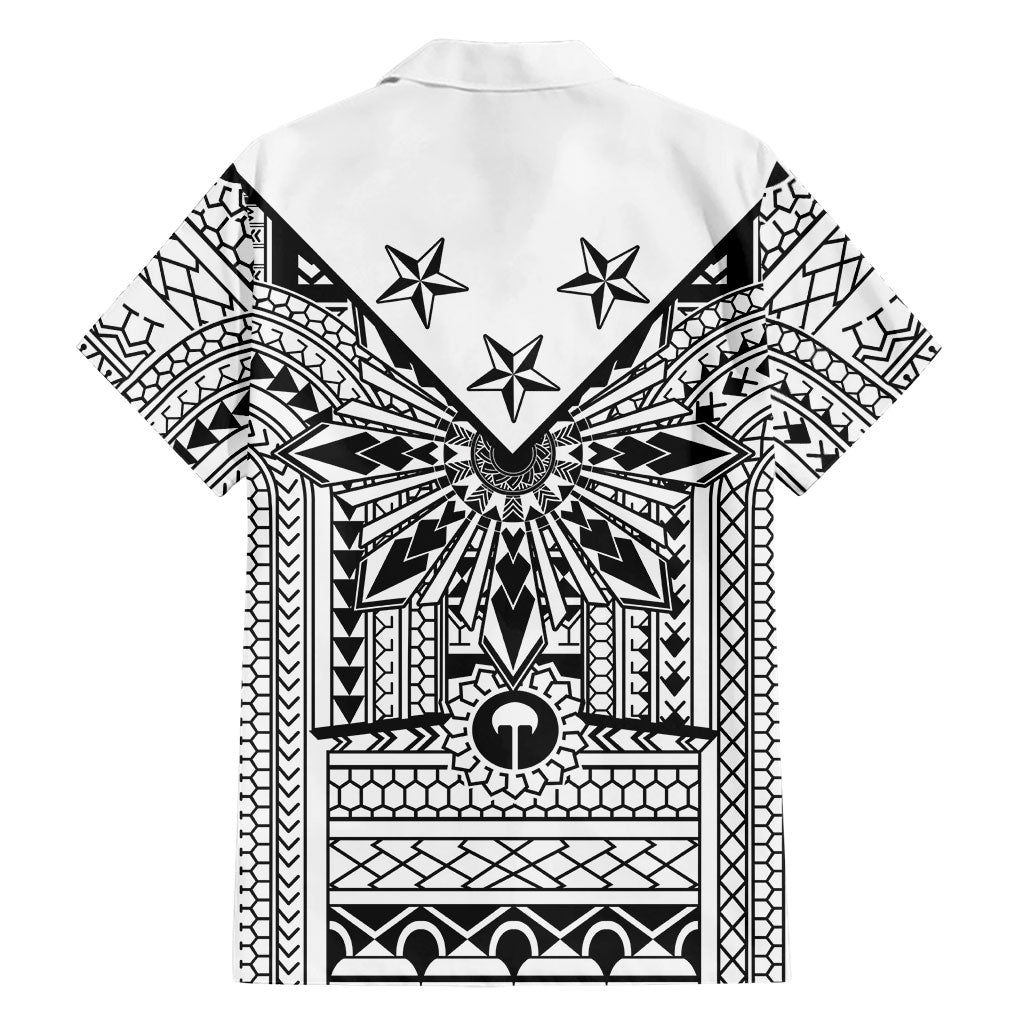 White Philippines Sun Star Family Matching Off Shoulder Short Dress and Hawaiian Shirt Igorot Tribal Inspiration