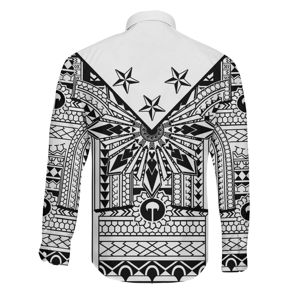 White Philippines Sun Star Family Matching Off Shoulder Short Dress and Hawaiian Shirt Igorot Tribal Inspiration