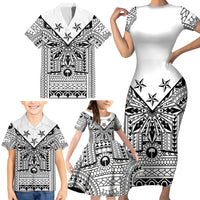 White Philippines Sun Star Family Matching Short Sleeve Bodycon Dress and Hawaiian Shirt Igorot Tribal Inspiration