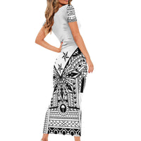 White Philippines Sun Star Family Matching Short Sleeve Bodycon Dress and Hawaiian Shirt Igorot Tribal Inspiration