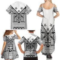 White Philippines Sun Star Family Matching Summer Maxi Dress and Hawaiian Shirt Igorot Tribal Inspiration