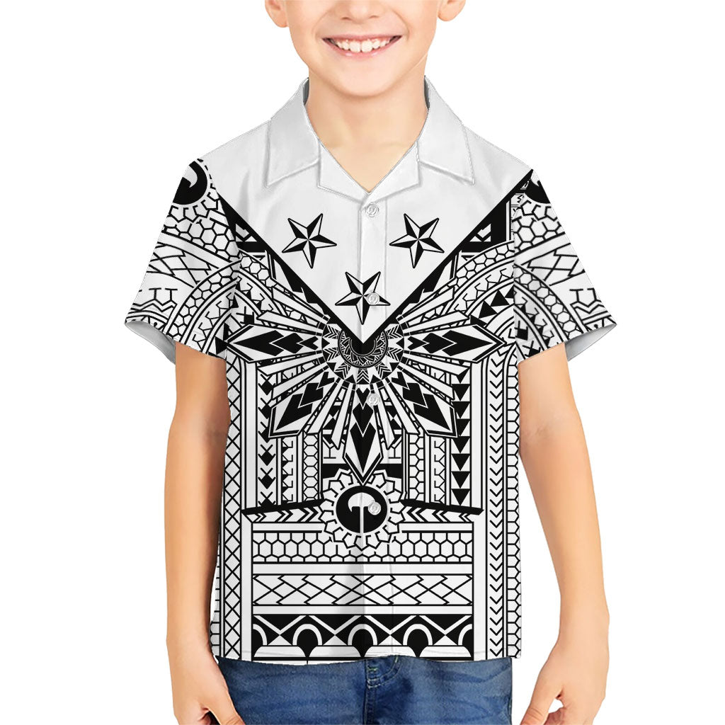 White Philippines Sun Star Hawaiian Shirt Igorot Tribal Inspiration