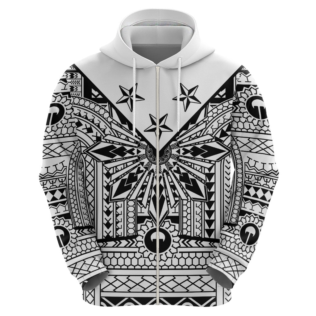 White Philippines Sun Star Hoodie Igorot Tribal Inspiration